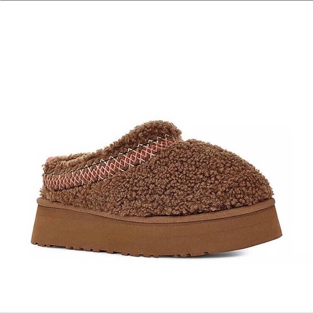 UGG TAZZ BRAID PLATFORM SHEEP FUR SLIPPER/CLOG/~HARDWOOD~size 10 New In Box